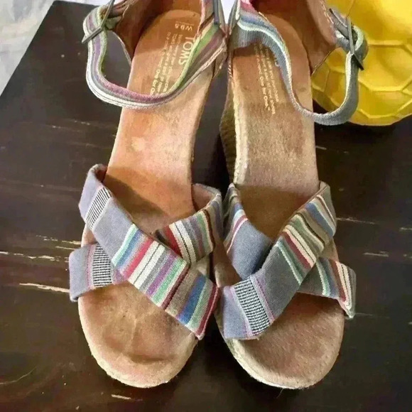 Toms Espadrille Wedge Heel Sandal. Multicolor Strap. Womens Size 9.5 - Picture 7 of 9